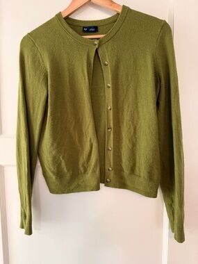 GAP Cashsoft Green Crewneck Button Cardigan Sweater